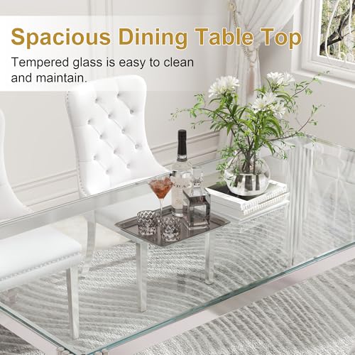 78'' Modern Glass Dining Table for 6
