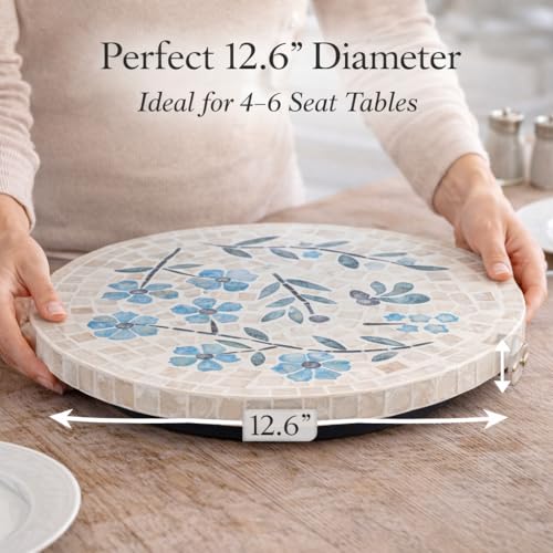12.6” Handcrafted Capiz Shell Mosaic Lazy Susan
