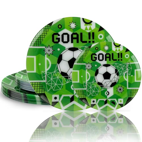 20 Green Plastic Soccer Plates