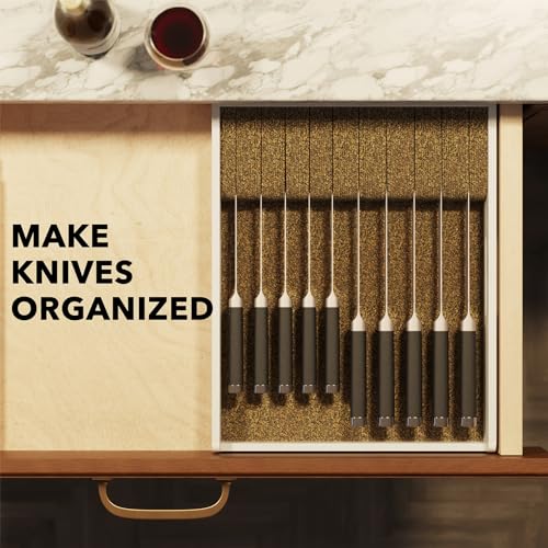 Large Knife Drawer Organizer Bamboo Insert Dock