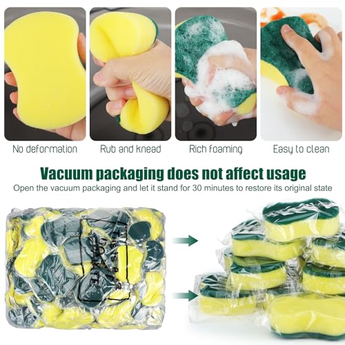 480 Pcs Individually Wrapped Sponges Kitchen Bulk Non Scratch Scouring Sponges for Dishes Household Cleaning Travel Apartments Hotel Car