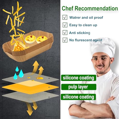 Rectangle Air Fryer Liners for CHEFMAN 6 Quart Dual Basket Air Fryer Oven (200 Count)