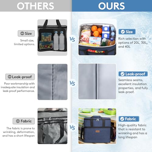 Cooler Bag 60 Cans Collapsible and Insulated Large Lunch Bag Leakproof Soft Cooler Portable for Camping (60 Count)