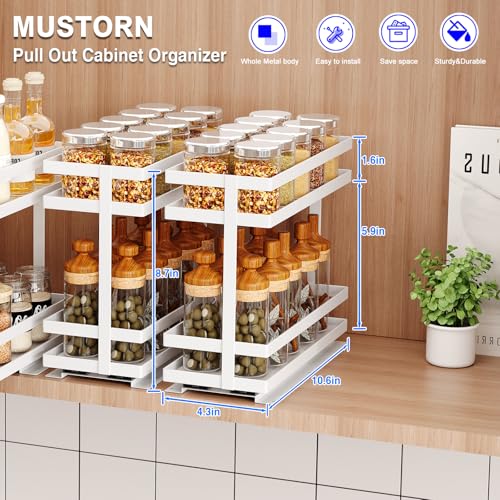 4 Pack Pull Out Spice Rack Organizer for Cabinet (4 Count)
