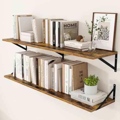 48W x 12D Deep Floating Shelves Set of 2 Rustic Brown