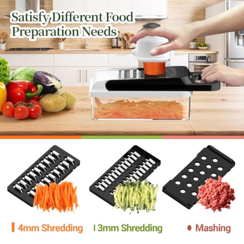 15-in-1 Vegetable Chopper 10 Blades, Veggie Cutter with Handle, Black/White