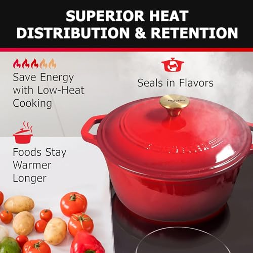 MUELLER HOME 4.5 QT Enameled Cast Iron Dutch Oven
