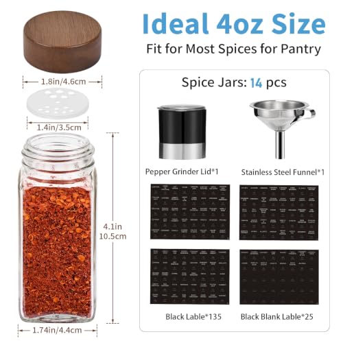 Glass Spice Jars with Labels (14 Count)