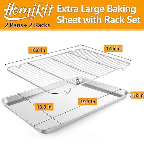 20x14 Inch XL Stainless Steel Baking Sheet with Cooling Rack Set (10 Count)