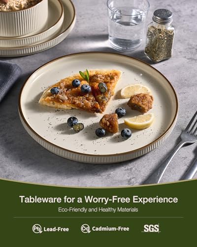 Plates and Bowls Set with Rim (12 Count)