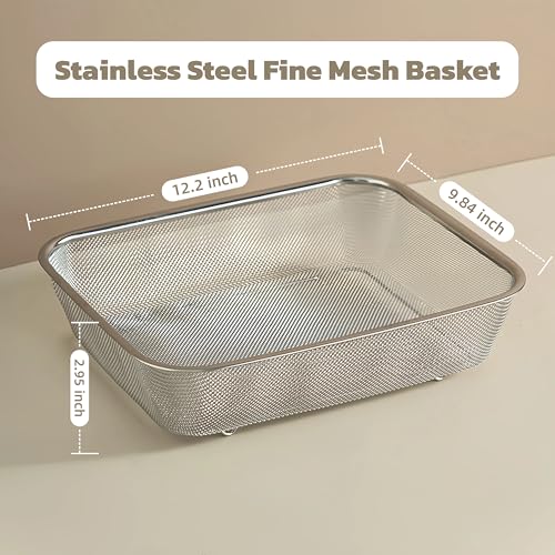 18 8 Stainless Steel Fine Mesh Strainer Basket with Feet