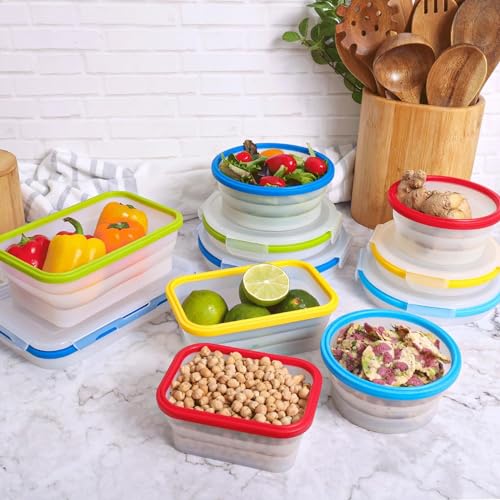 Collapsible Food Storage Containers with Lids