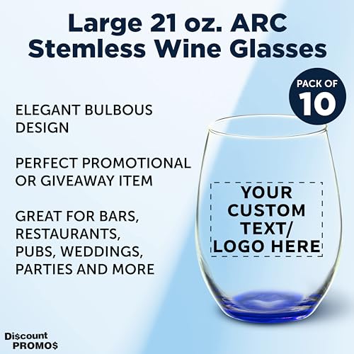 10 ARC Stemless Wine Glasses Set (10 Count)