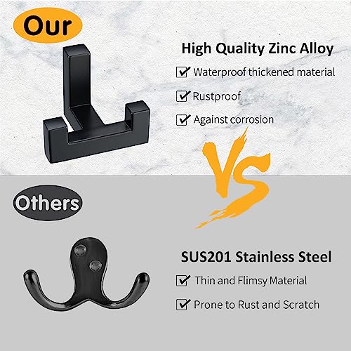 5 Pack Heavy Duty Double Claw Coat Hook Wall Mount with Screw Retro Double Coat Hook Utility Hook for Coats