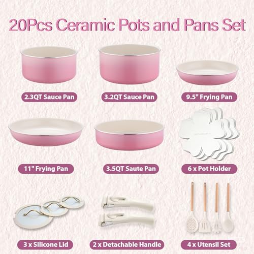 20pcs Ceramic Cookware Set Nonstick