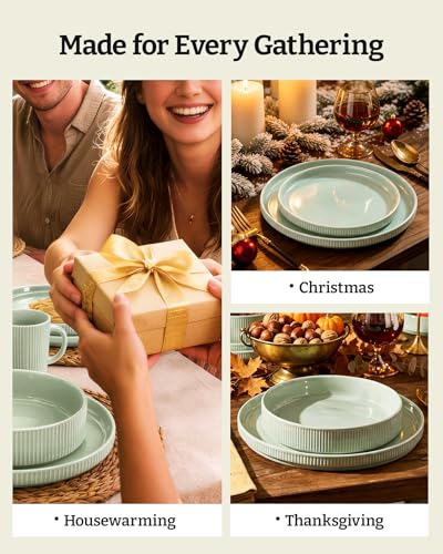 Stoneware Dishes Dinnerware Sets for 6 (18 Count)