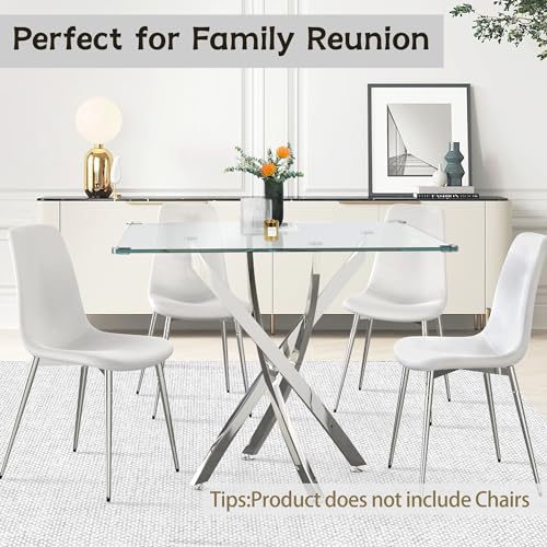 36" Square Glass Dining Table Set for 4