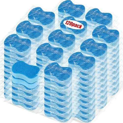 120 Pcs Individually Wrapped Sponges Kitchen Bulk Non Scratch Scouring Sponges for Dishes Household Cleaning Travel Apartments Hotel Car (120 Count)