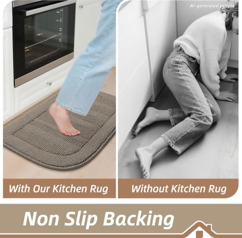 2 Pack 30x18 in Kitchen Rugs Non Slip Washable Sink Rug Set