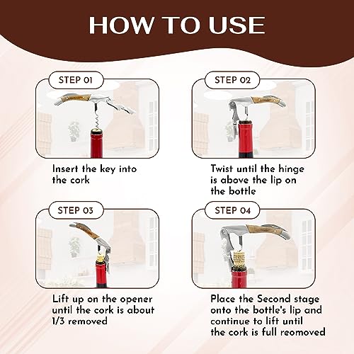 The Wine Chic Premium Professional Corkscrew Wine Opener with Elegant Wood Handle