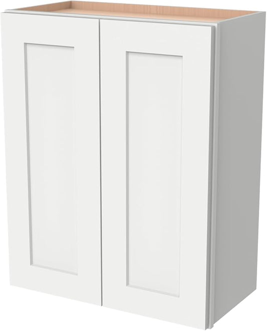 Wall-Mounted Cabinet – Solid Wood Shaker Style Medicine Cabinet with Adjustable Shelves & Soft-Close Doors for Bathroom, Kitchen, and Office Storage (White, 36" W x 12" D x 36" H)