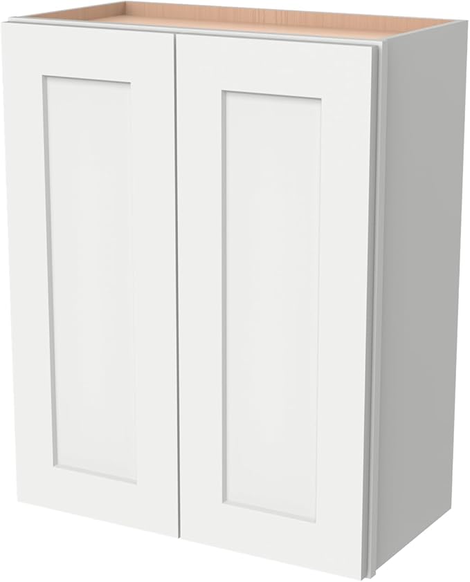 Wall-Mounted Cabinet – Solid Wood Shaker Style Medicine Cabinet with Adjustable Shelves & Soft-Close Doors for Bathroom, Kitchen, and Office Storage (Origami White, 39" W x 12" D x 30" H)