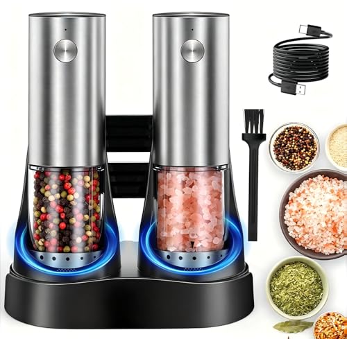 Electric Automatic Salt and Pepper Grinder Set of 2