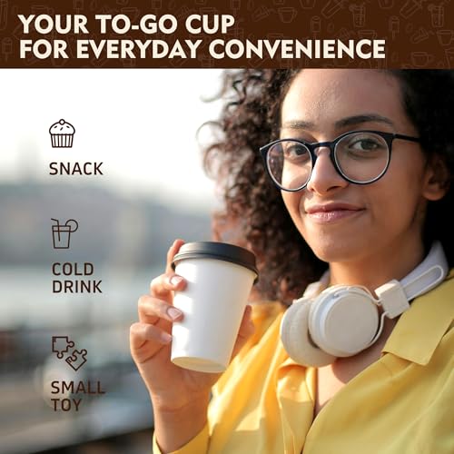 12 oz 100 Pack White Disposable Coffee Cups with Lids (100 Count)
