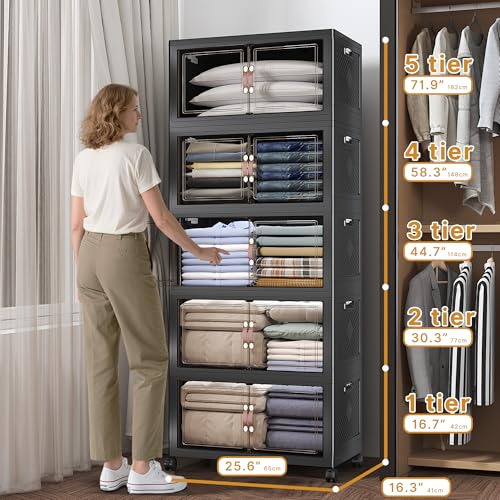 600QT Stackable Storage Bins with Lids (5 Count)
