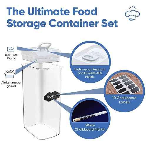 Large Airtight Food Storage Containers with White Lids (4 Count)