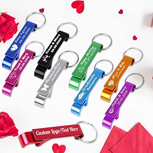 5PCS Personalized Bottle Opener Keychain Bulk Custom Beer Bottle Opener with Logo Text Engraved Wedding Bottle Opener Favors Customized Gifts for Guests Baby Shower Birthday Party