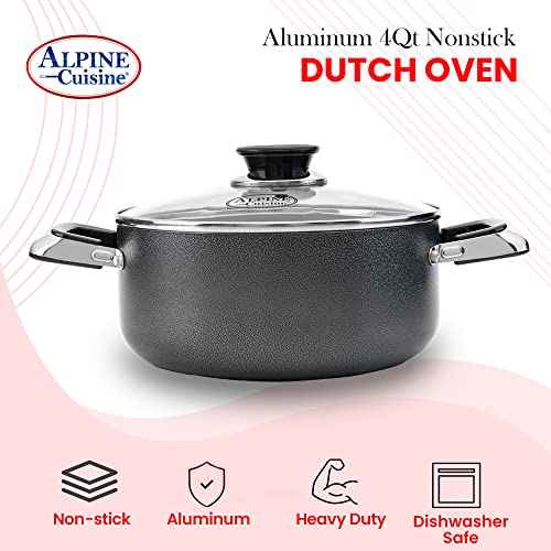 4 Quart Non stick Stock Pot with Tempered Glass Lid and Carrying Handles