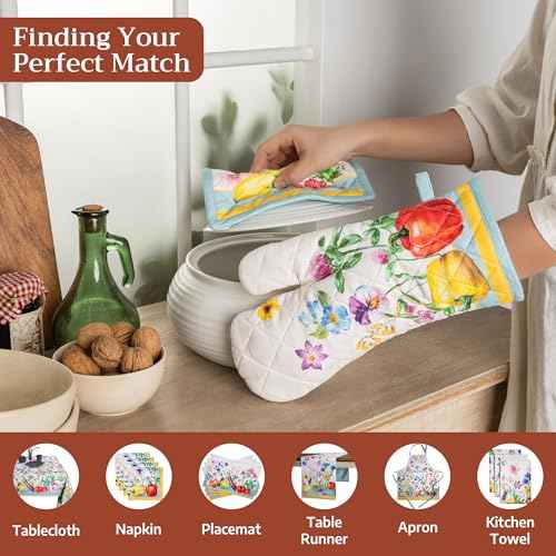 100% Cotton Oven Mitt & Pot Holder Set