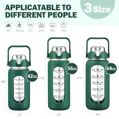 64oz Glass Water Bottles with Straw