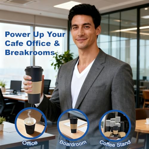 16 oz 100 Pack Coffee Cups with Lids and Sleeves (100 Count)