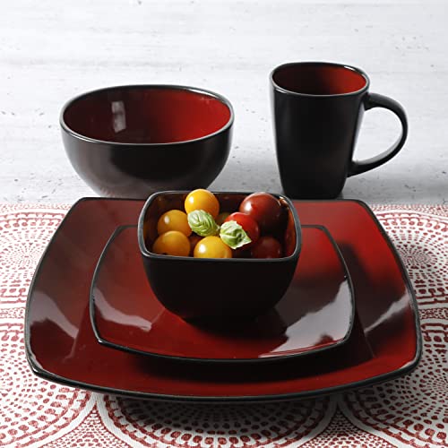Soho Lounge Square Reactive Glaze Stoneware Dinnerware Set