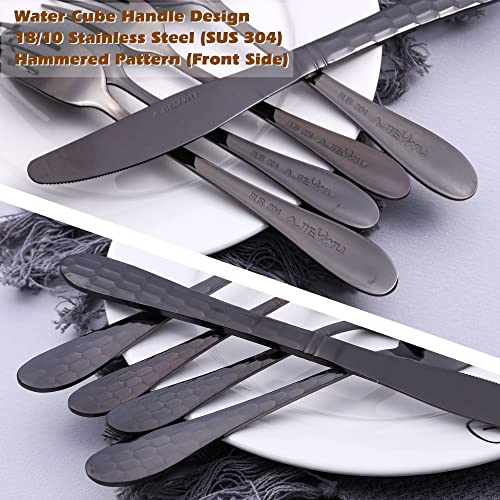 Hammered Silverware Set for 4