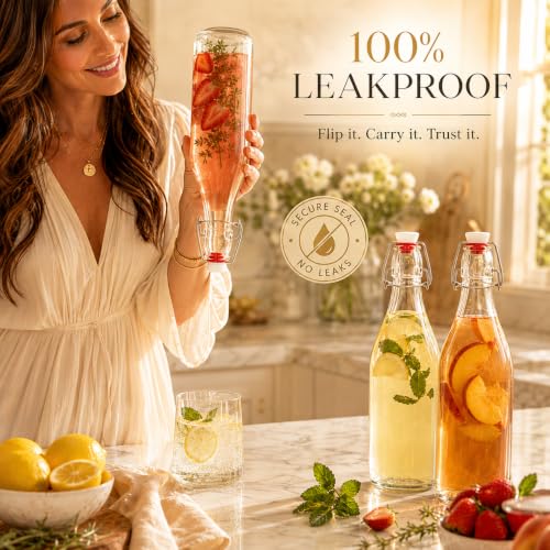 Swing Top Glass Bottles [1 Liter (6 Count)