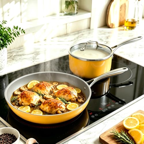 Yellow 10 Piece Ceramic Cookware Set