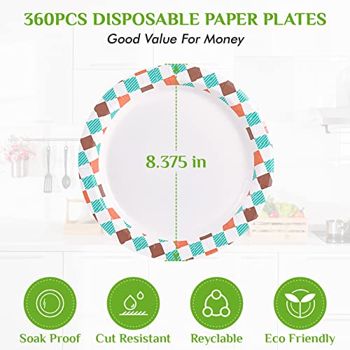 360 pack Paper Plates 8.375 Inch (360 Count)