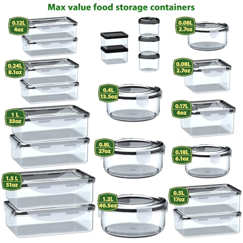 44 Pcs Food Storage Containers with Lids Airtight (44 Count)