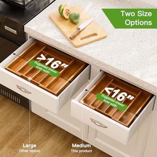 Bamboo Expandable Silverware Drawer Organizer