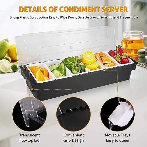 Ice Chilled Condiment Caddy with 6 Removable Trays and Lids (45.8562 Ounce)