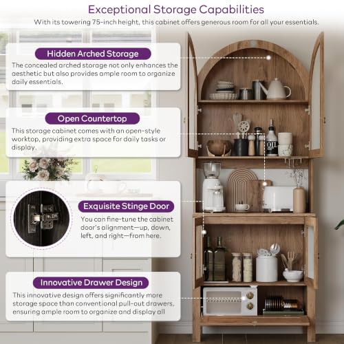 75'' Tall Arched Pantry Cabinet
