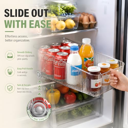 2 Pack Fridge Organizer Bins with Wheels (2 Count)