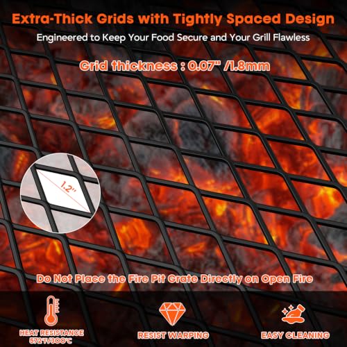 Heavy Duty Rectangular Fire Pit Grill Grate with X