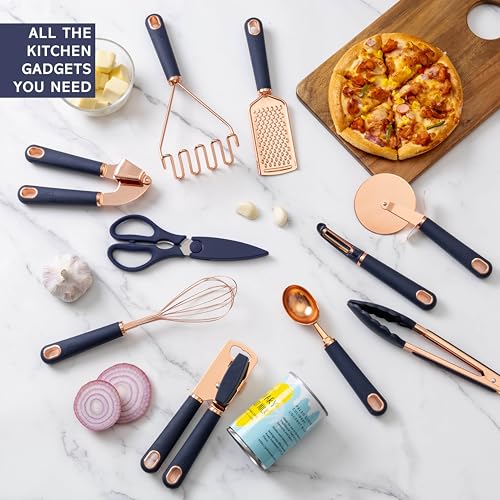 Kitchen Gadget Set Copper Plated Stainless Steel Utensils with Soft Touch Handles