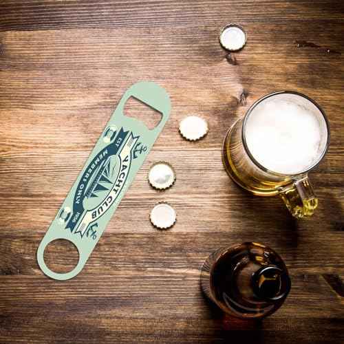 Yacht Club Sign Stainless Steel Bottle Opener Boat Ship Sailor Anchor Ocean Adventure Coast Sailboat Cruise Flat Beer Bottle Opener Keychain for Home Kitchen Bar Restaurant Party Birthday Gift
