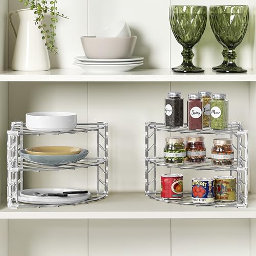 3 Tier Counter & Cabinet Corner Shelf Organizer 2 Pack Chrome (24 Count)
