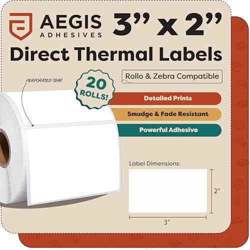 3" X 2" Direct Thermal Labels (20 Count)